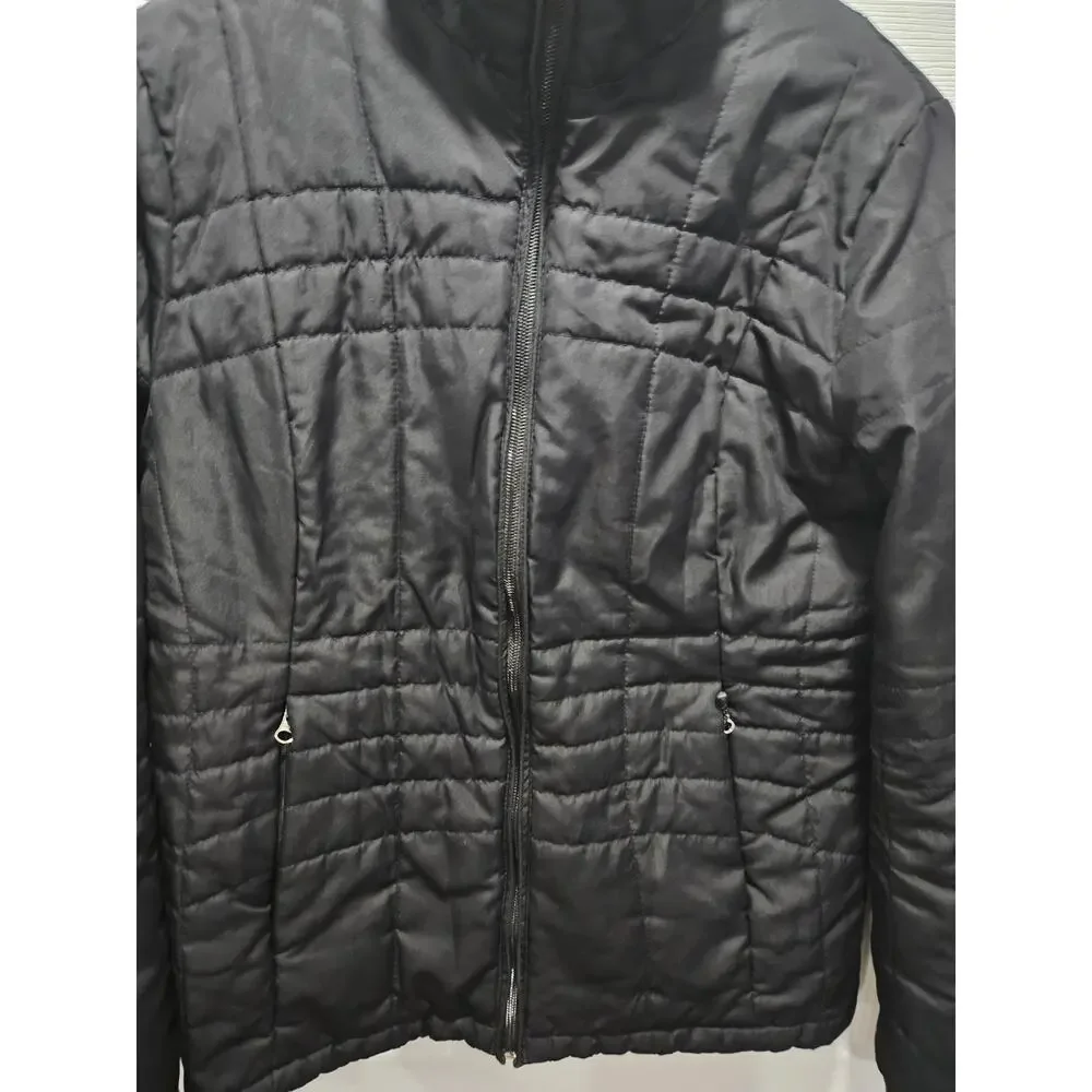 Land's End Black Puffer Jacket Fleece-lined Size XS 2 4 Women's - Picture 3 of 11